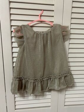 Cat & Jack Cream Metallic Ruffle Dress and Bottoms